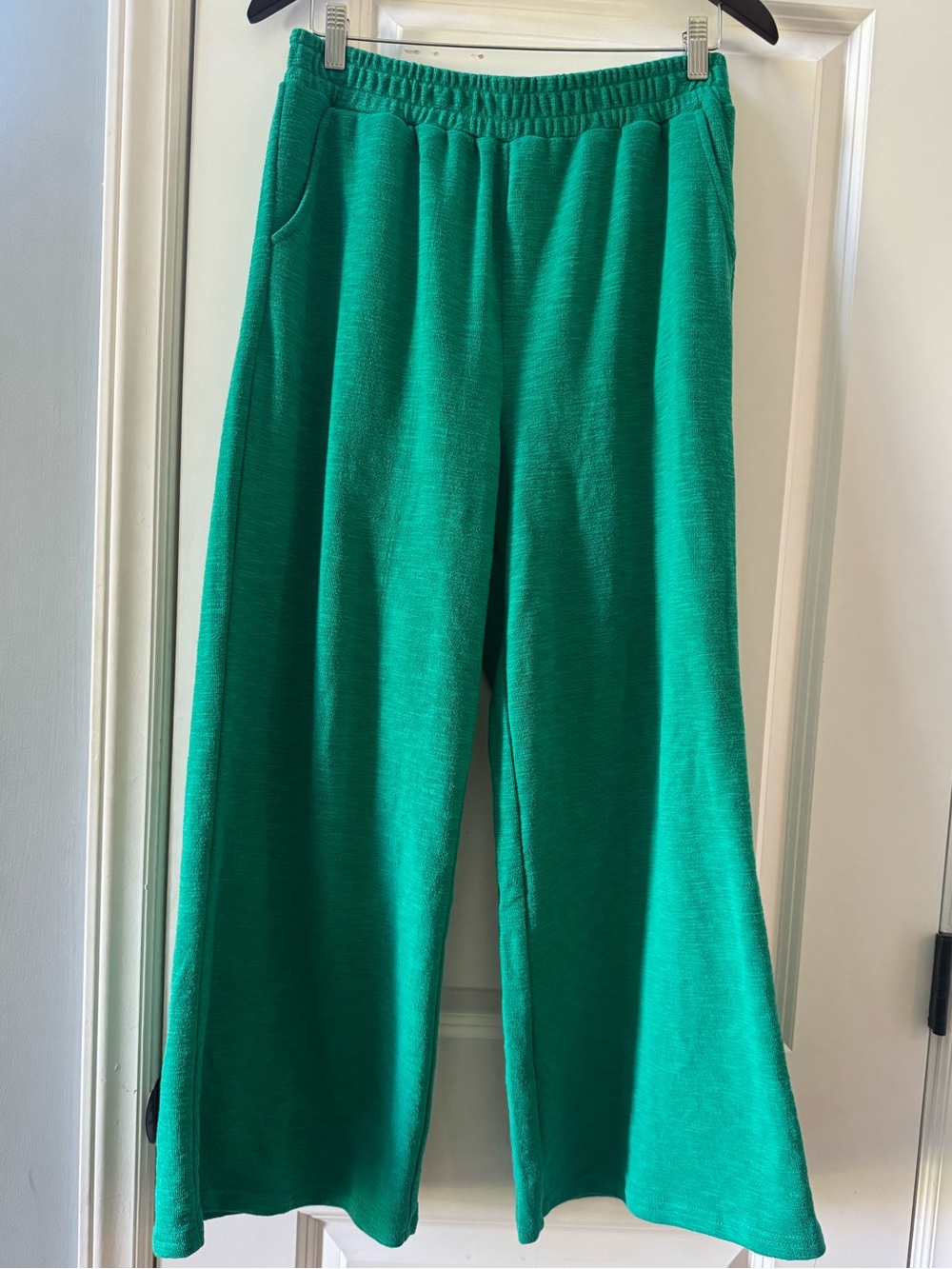 ZENANA Kelly Green Wide Leg Palazzo Pants Medium Boho Vacation Resortwear Flowy - Picture 4 of 6